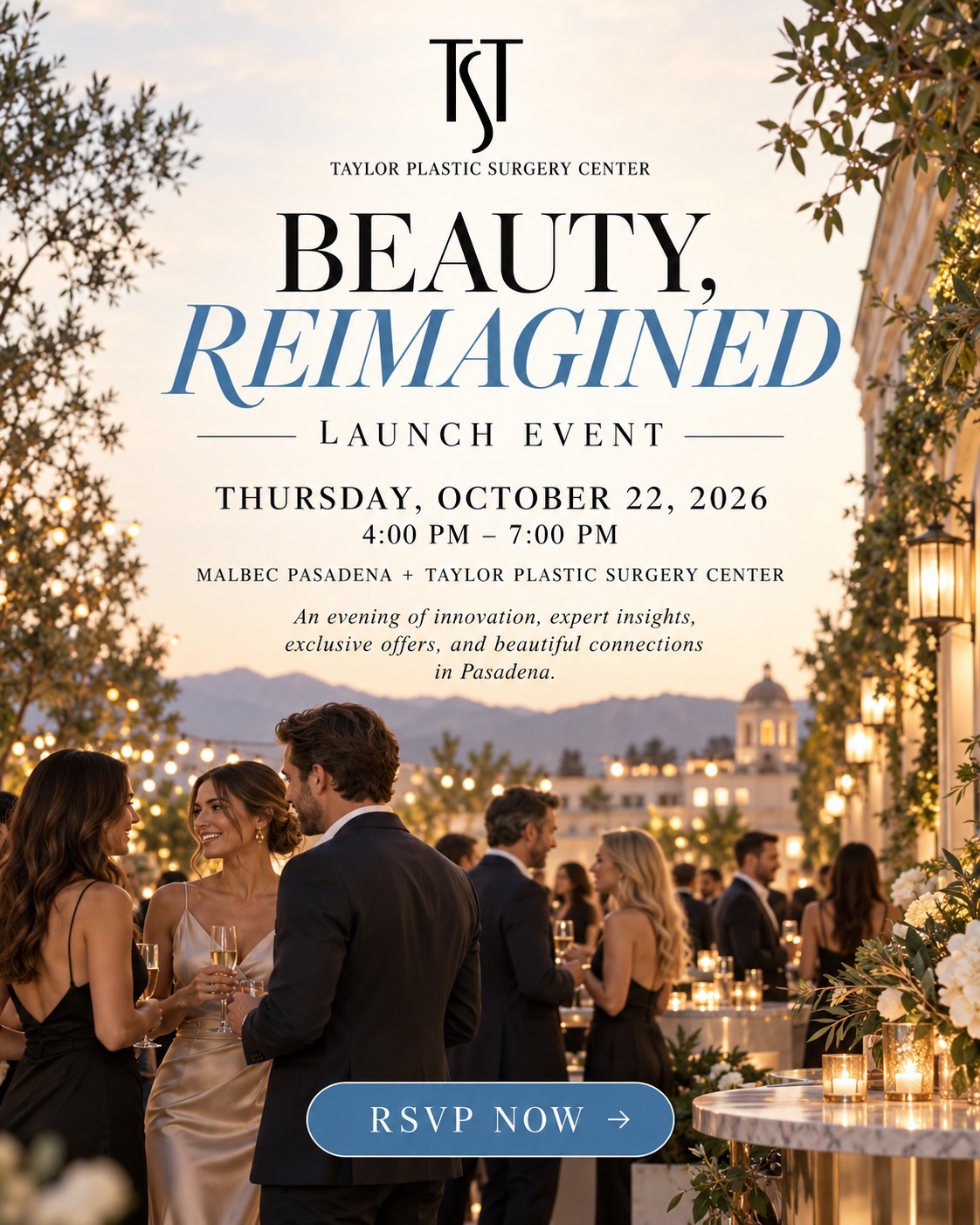 Beauty, Reimagined is almost here. Join us next Thursday, October 22nd from 4–7 PM for an evening of new technology, live demos, expert insights, exclusive event-only offers, champagne, bites, desserts, and a few surprises.